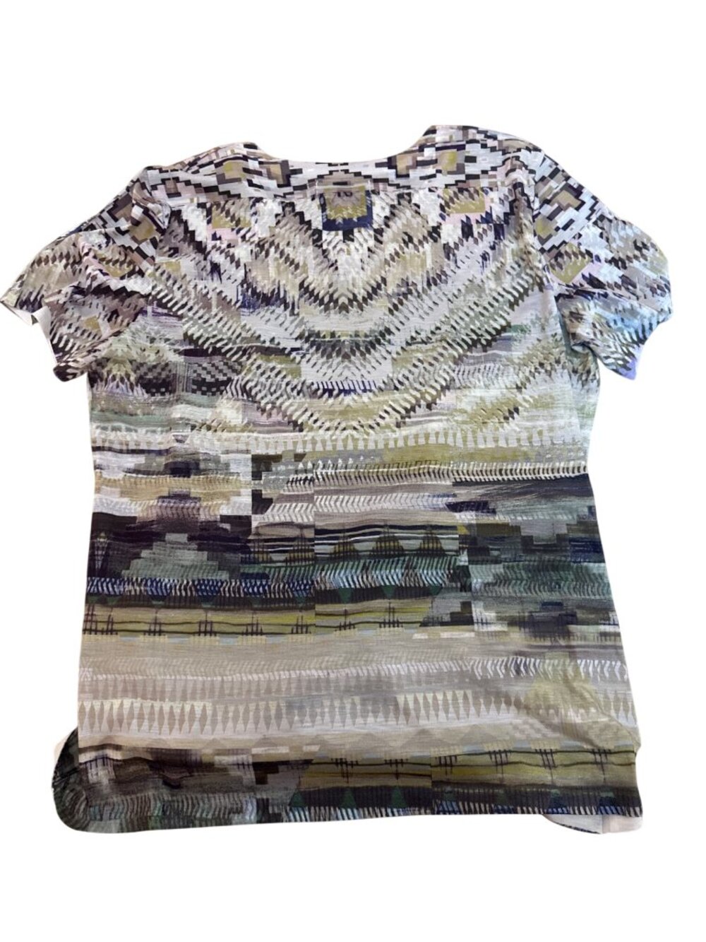 Christopher & Banks Top T-Shirt XL Multicolor Geometric Print Short Sleeve Boho